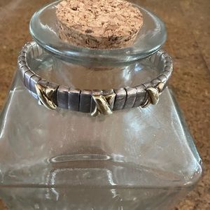 Vintage Stevens Sterling silver and 18k gold cuff bracelet.